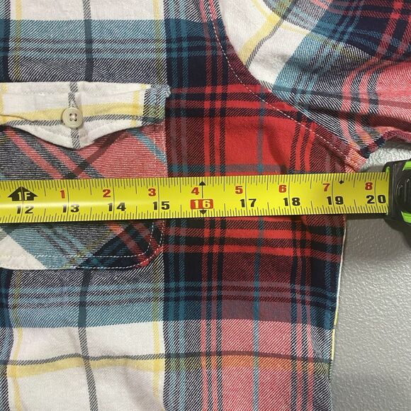 AMERICAN EAGLE Plaid Flannel Shirt Favorite Fit Long Sleeve Womens L Red Blue - Picture 7 of 11